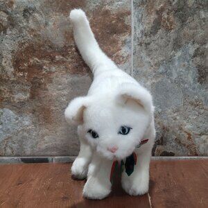 Walmart Collectible White Plush Cat Toy White Kitty Cat Glass Eyes